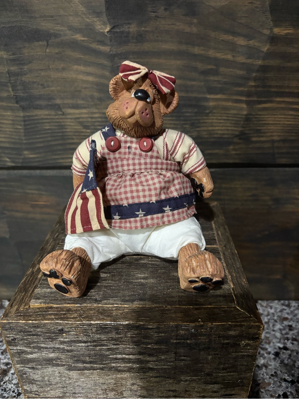 RUSS Country Americana Bear Figurine in Red, White & Blue
